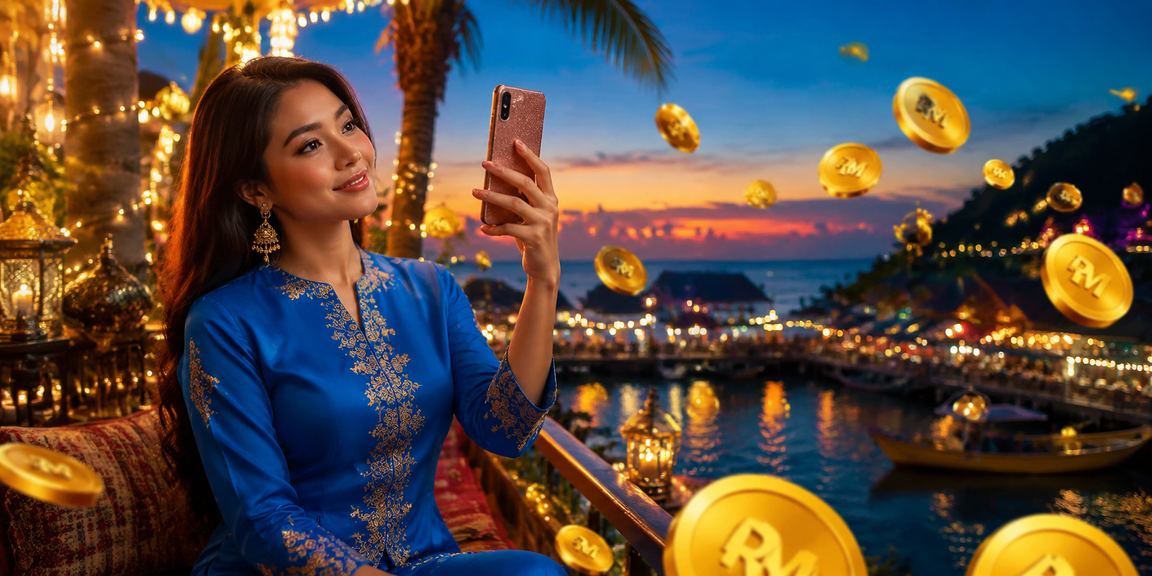 Wanita Malaysia bermain kasino mudah alih dengan pakaian baju kurung
